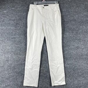 Lafayette 148 Jeans Womens 4 White Denim Stretch 30x29 Straight Leg Mid Rise